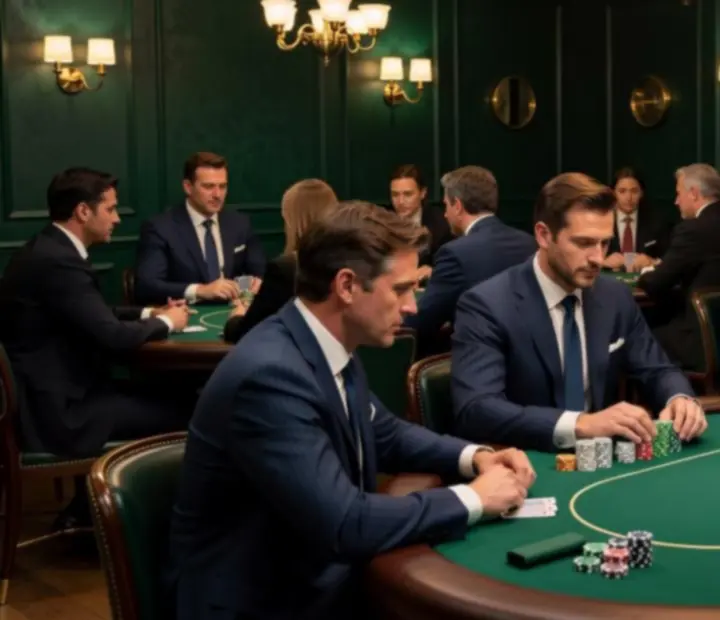 Firemní pokerový salon s profesionálními stoly a atmosférou skutečného kasina